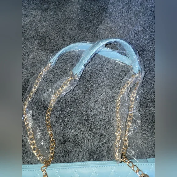 Badgley Mischka Blue Quilted Tote Bag NWT - Picture 3 of 7